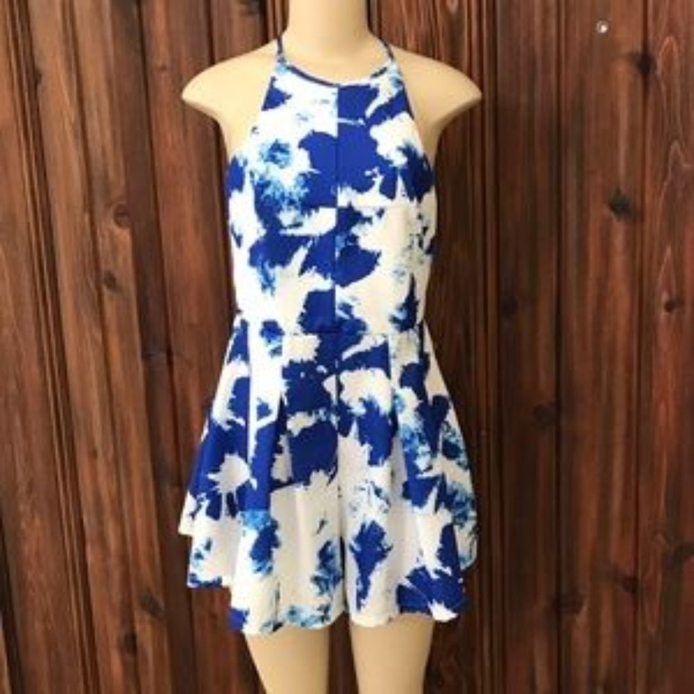 Blue and White Romper